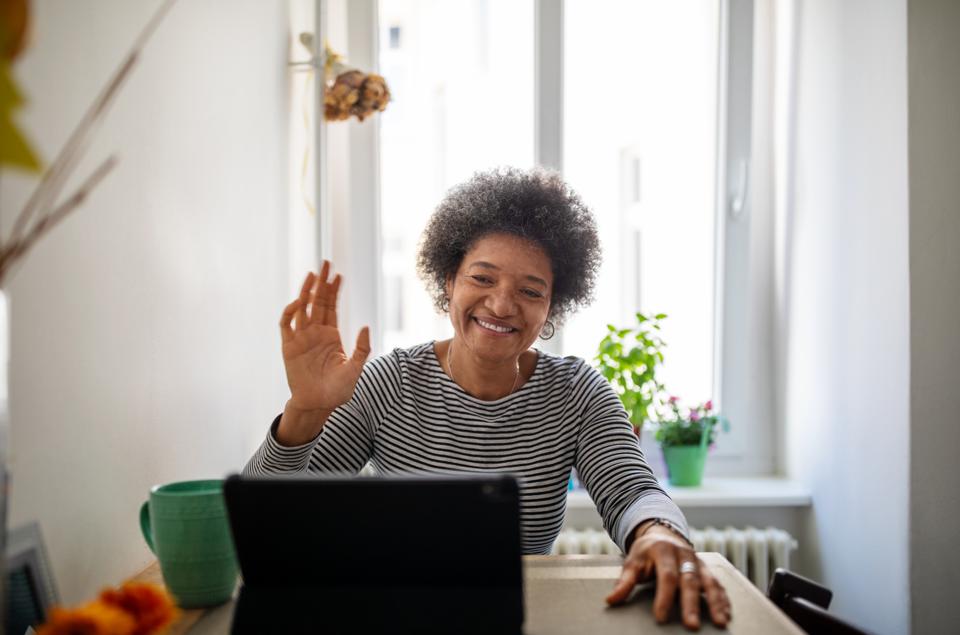Mature woman doing a video call during home quarantine